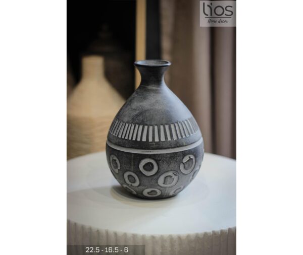 BINH405-Bình gốm decor, cắm hoa hình dáng đẹp độc lạ phong màu đen cá tính