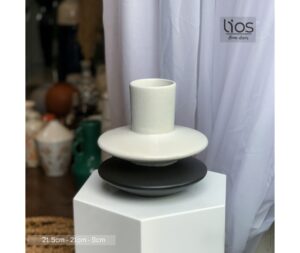 BINH60- Bình gốm trang trí cắm hoa trắng đen phong cách tối giản
