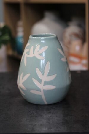 Bình gốm decor cắm hoa men xanh ngọc cực đẹp- BINH189