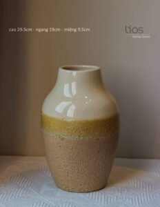 BINH309-Bình gốm cắm hoa, decor trang trí men cát màu nâu vàng sang trọng. Chất men đẹp, style bắc âu