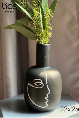 BINH73- Bình gốm cắm hoa tráng men decor,trang trí mặt người phong cách bắc âu