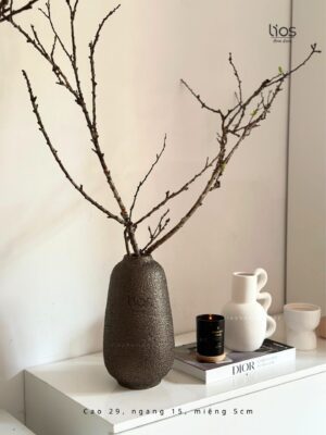 Bình gốm men cát 2 màu trắng và nâu 009