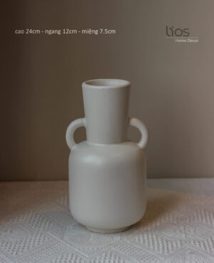 Bình gốm trắng 2 quai 005