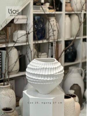 Bình gốm trắng vỏ ốc 004
