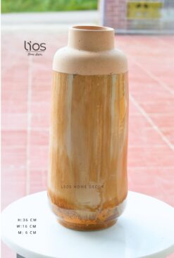 Bình gốm tông màu nâu đất men bóng cao 36cm