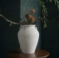 Bình gốm trắng quai men cát cao 42cm