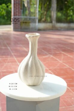 Bình gốm men cát màu kem wabisabi cao 26cm
