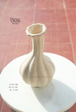 Bình gốm men cát màu kem wabisabi cao 26cm - Ảnh 3