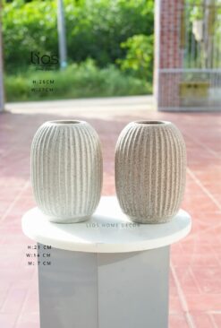 Bình gốm 2 màu be và ghi