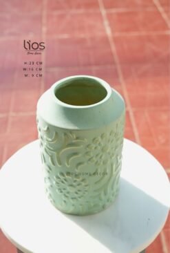 Bình gốm xanh Ngọc hoa văn nổi - Ảnh 2