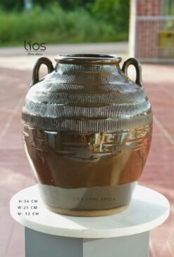 Bình gốm quai men bóng cao 34cm