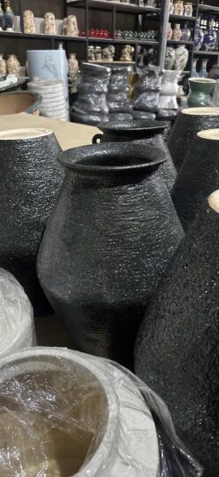 Bình gốm đen quai wabisabi cao 50cm - Ảnh 4