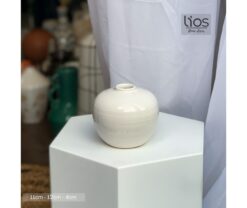 Bình gốm men bóng trắng tròn - Ảnh 2