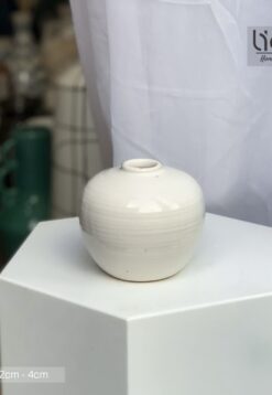 Bình gốm men bóng trắng tròn